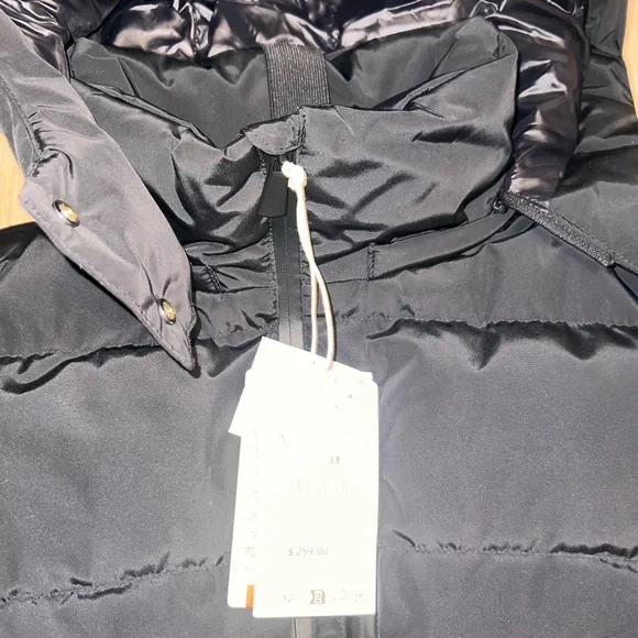 Zara Black Hooded Puffer Jacket with Belt - Picture 2 of 5